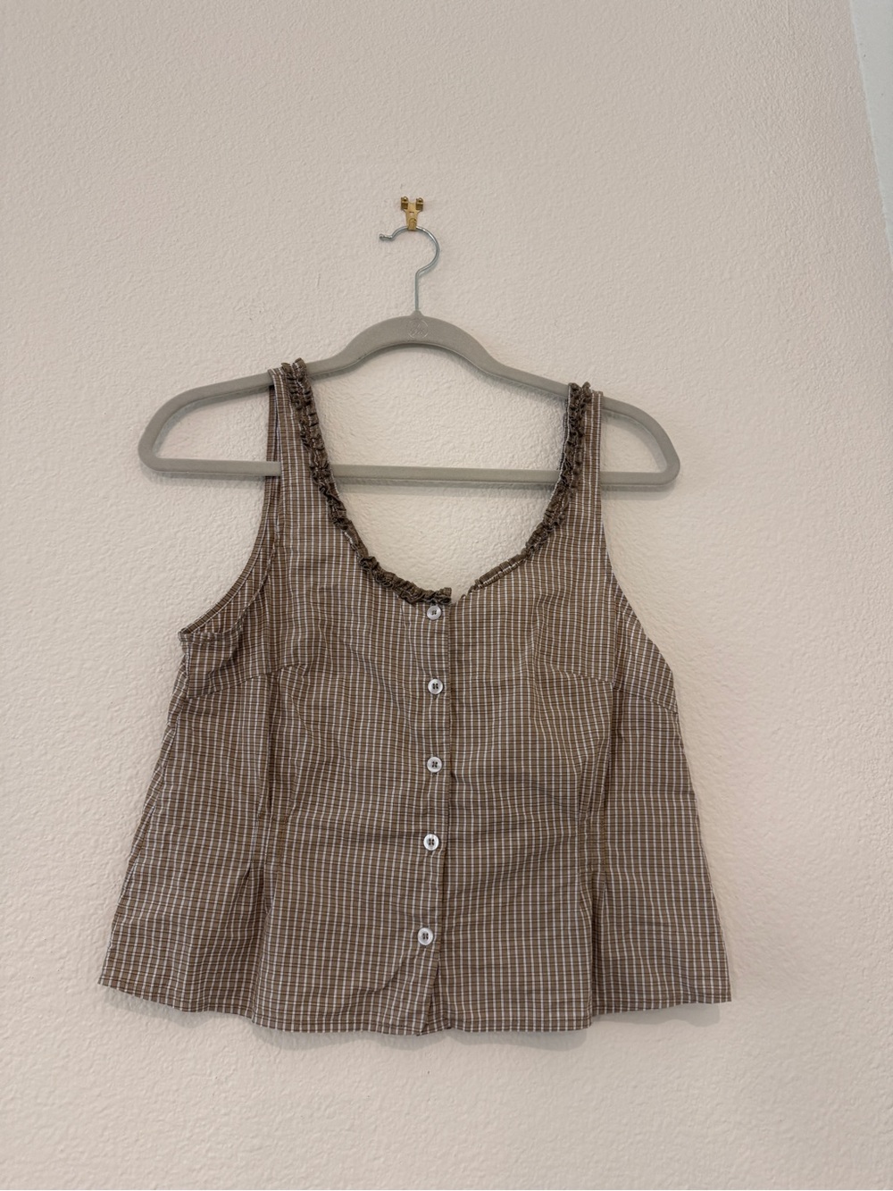 Deiji Studios Set - Brown Check Button-Front Tank Top and Shorts